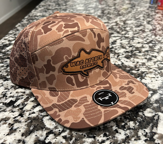 Brown Classic Camo 7 Panel Flat Bill Hat