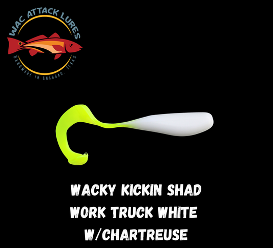 WACky Kickin Shad Work Truck White w/ Chartreuse Tail