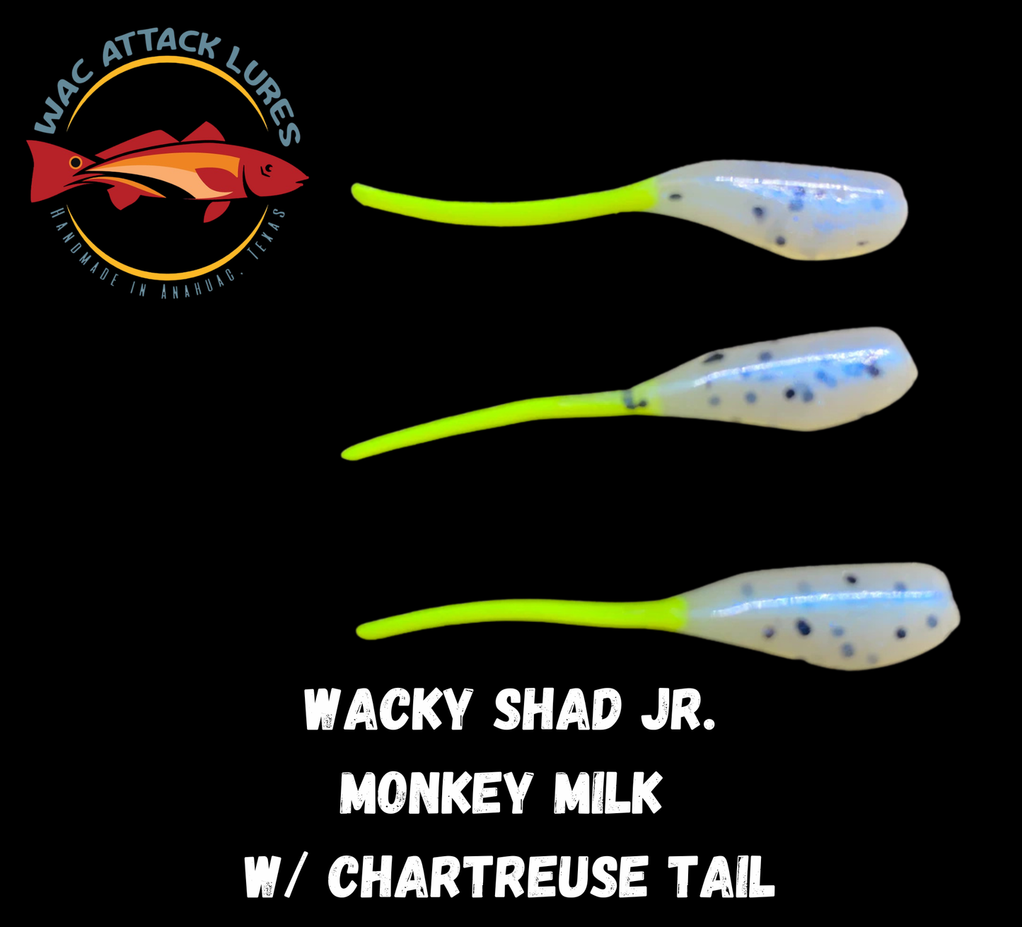 WACky Shad Jr.  Monkey Milk w/Chartreuse Tail