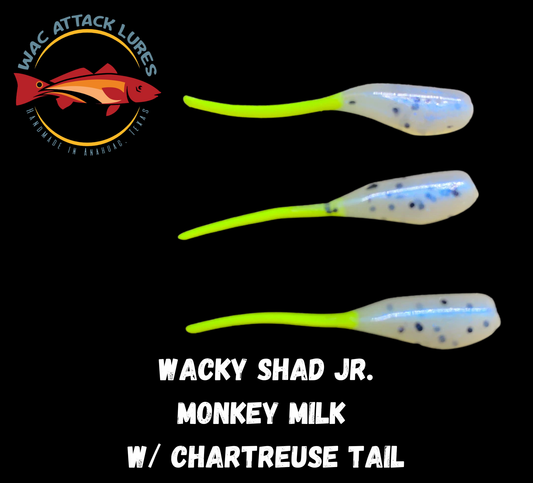 WACky Shad Jr.  Monkey Milk w/Chartreuse Tail